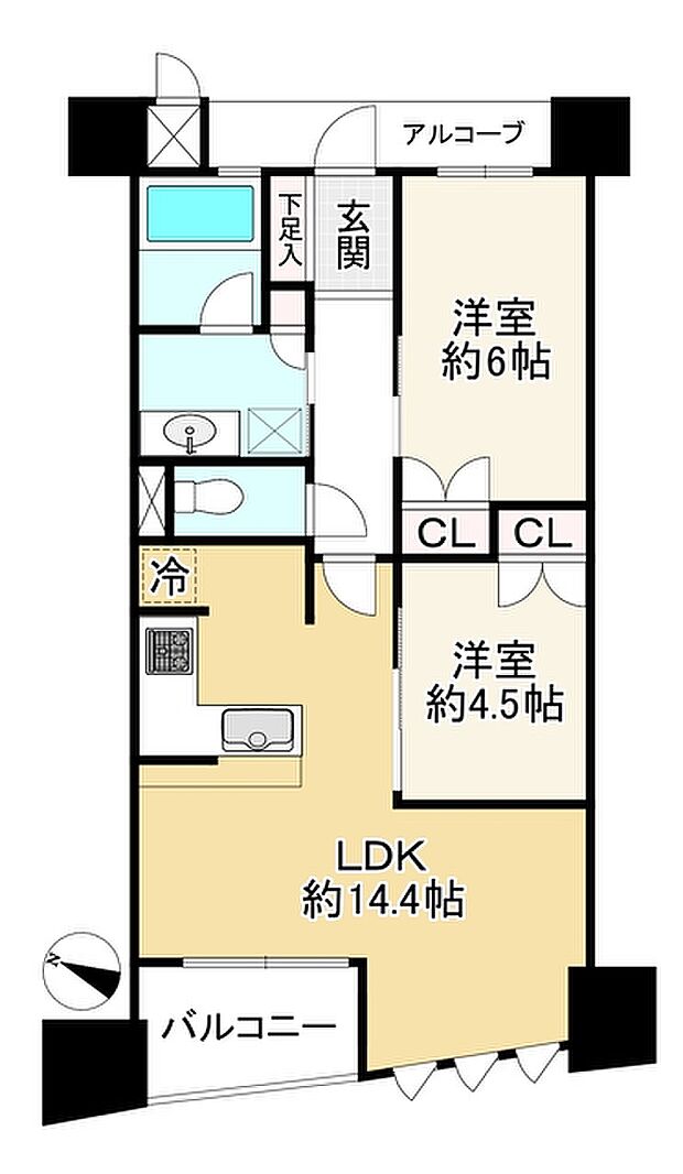 レ・ジェイド京都堀川(2LDK) 8階の間取り図