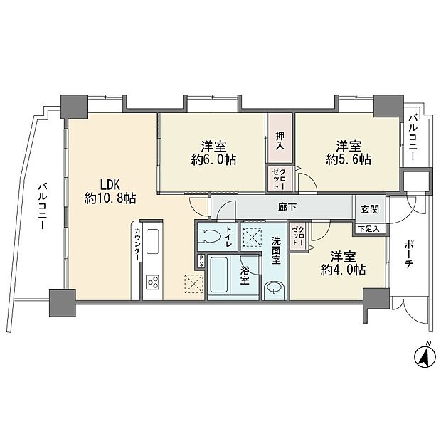 2階部分の北西角部屋です　ペット飼育可能　3ＬＤＫ　新規リフォーム済み　全室フローリング　総戸数72戸　オートロック　平成8年3月築
