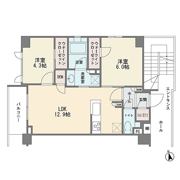 2階部分の北西角部屋です　カウンターキッチン　全室フローリング　ウォークインクロゼット2箇所　シューズインクローク　ＤＥＮ　ペット飼育2匹可能　床暖房　新規リフォーム済み　2021年3月築