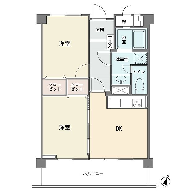 宮崎台フェニックス(2LDK) 2階の間取り図