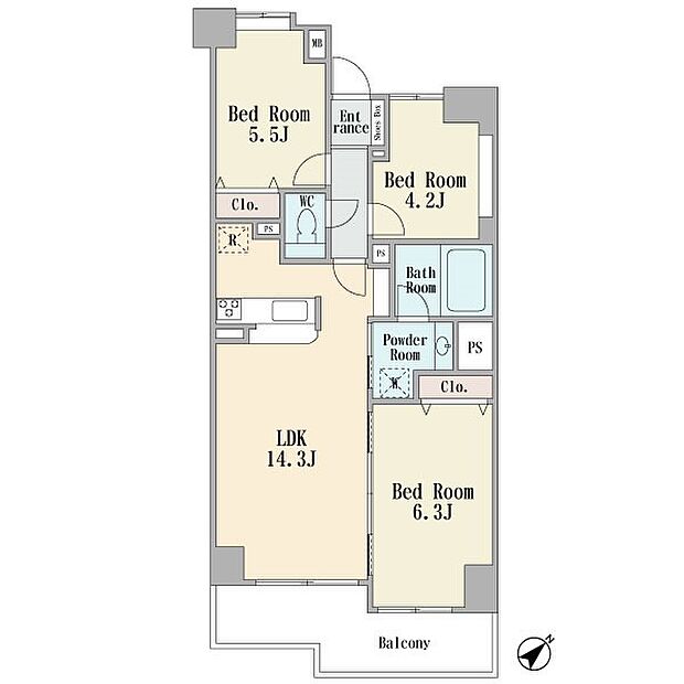 1階東南向き　ワイドバルコニー　カウンターキッチン　3ＬＤＫ　全室フローリング　新規リフォーム済み　新耐震基準です