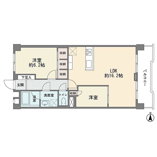 第2北烏山ヒミコマンション(2LDK) 4階の間取り図
