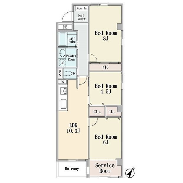 5階部分の東南角部屋です　サンルーム　3ＬＤＫ　ペット飼育可能　文鳥駐車場付きの住戸です　新規フルリフォーム済み　総戸数86戸　エレベータ有り