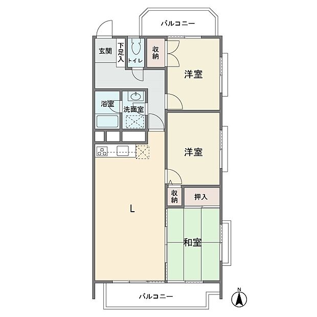 成城北フラッツ(3LDK) 1階の間取り図