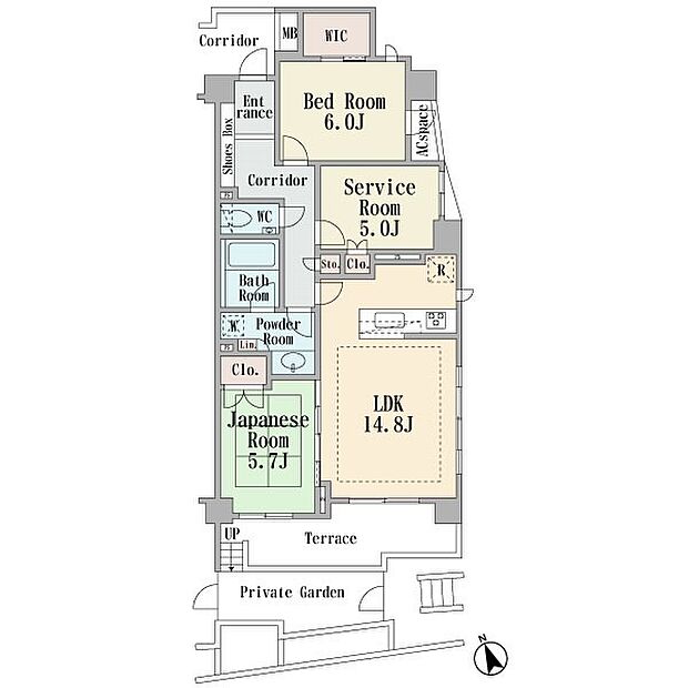 アールブラン新百合ヶ丘(2SLDK) 1階の間取り図