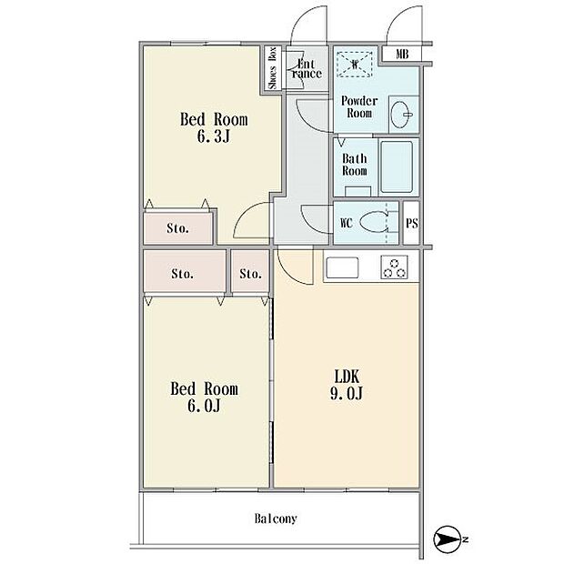 3階部分の東向き　ワイドバルコニー　全室フローリング　2ＬＤＫ　新規フルリフォーム済み　新耐震基準　総戸数55戸　お買い物便利な立地です