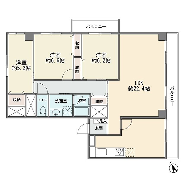 調布ハイツ(3LDK) 11階の間取り図