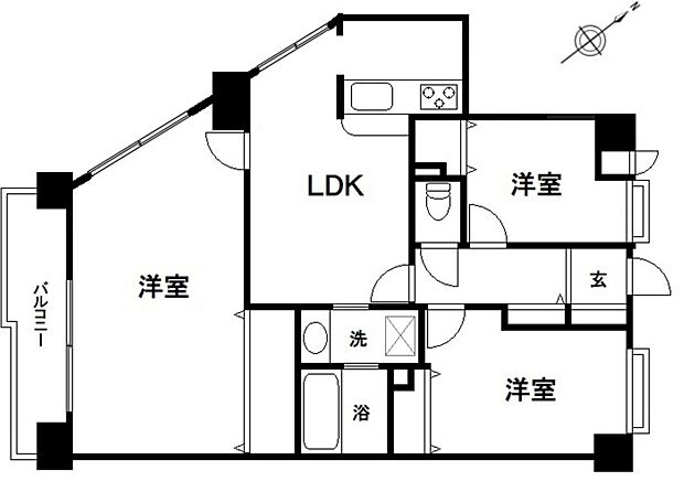 キャッスルマンション入間駅前(3LDK) 6階/6の間取り図