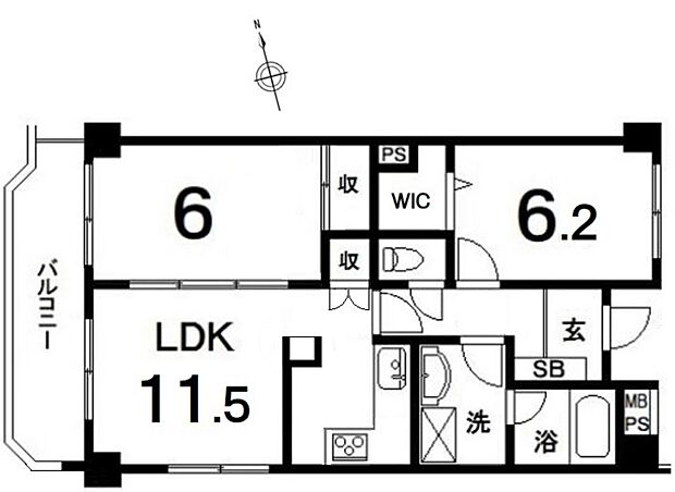 入間ロイヤルマンション(2LDK) 4階/4の間取り図