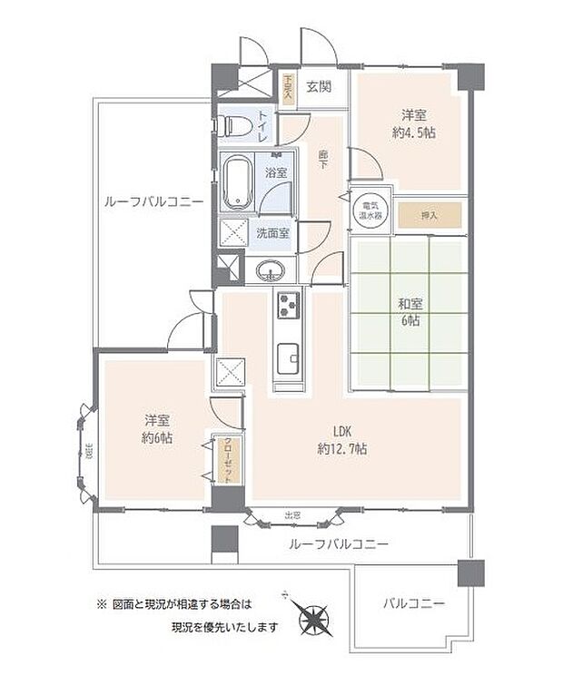 ライオンズマンション竹の塚第3(3LDK) 6階の間取り図