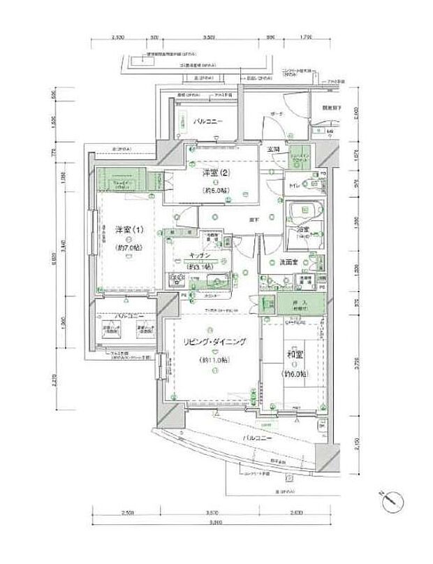 メロディーハイム草加(3LDK) 6階の間取り図