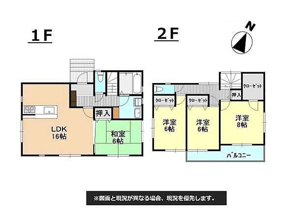 敷地約45坪　全居室6帖以上　全居室に収納がある4LDK　全居室南東向き！　1階に水回りの集中した間取りです！駐車スペース2台可（車種による)　松伏小学校まで徒歩約2分(120ｍ)！