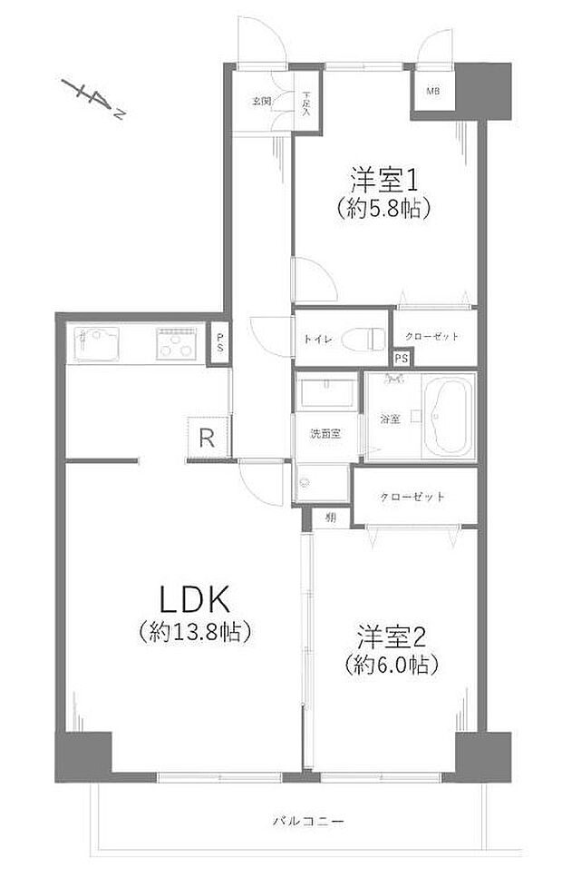 エクレール草加東(2LDK) 7階の間取り図