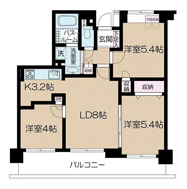 横浜蒔田パーク・ホームズ(2SLDK) 4階の内観