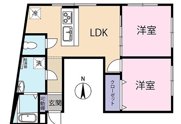 井の頭パークビューマンション(2LDK) 2階の間取り図