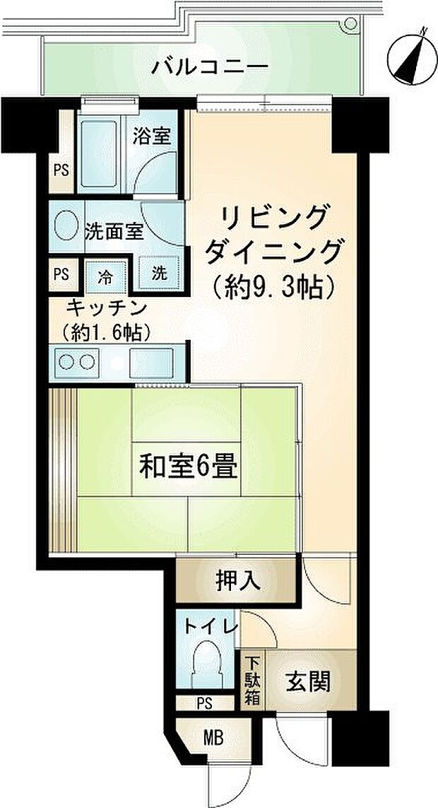 南箱根グラン・ビュー(1LDK) 4階の間取り図