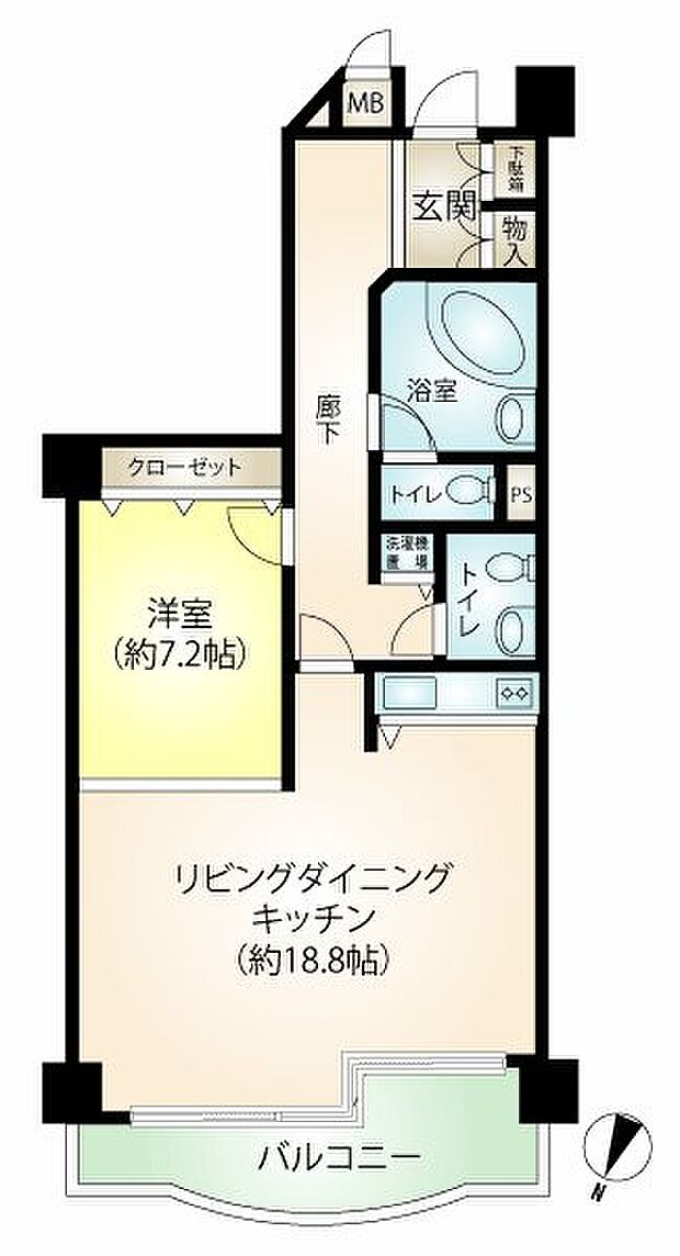 パーク・セレノ真鶴ベルデ(1LDK) 2階の間取り図
