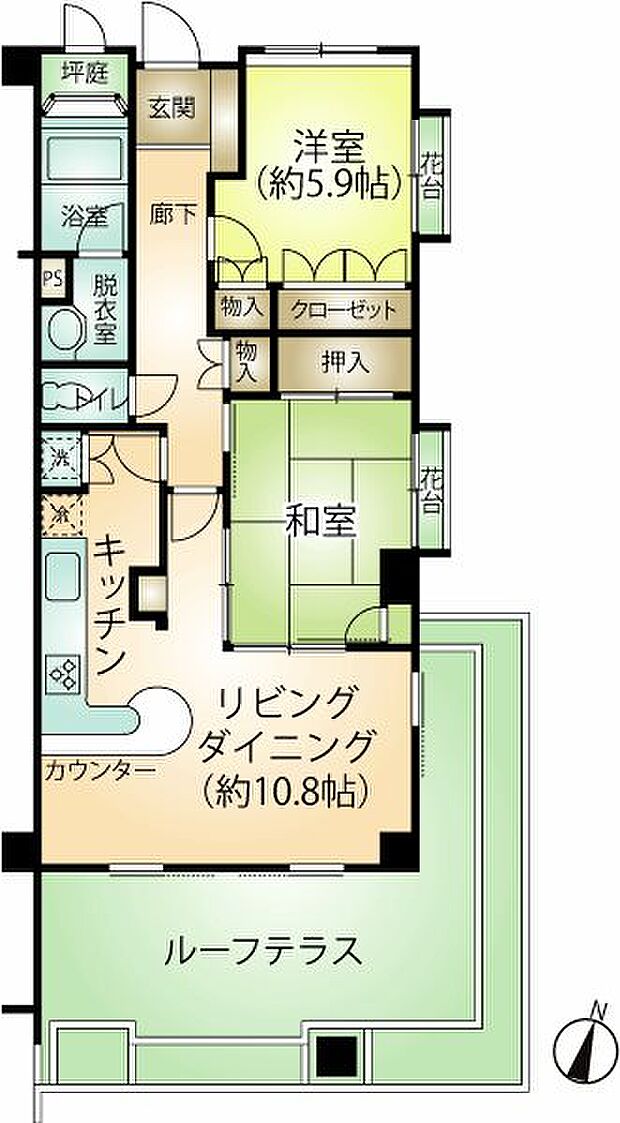 ヴィンテージ熱海・桃山(2LDK) 2階の間取り図