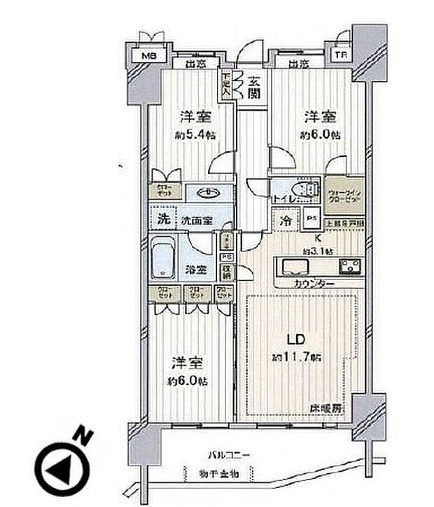 サンデュエル川越マークスクエア(3LDK) 2階の間取り図