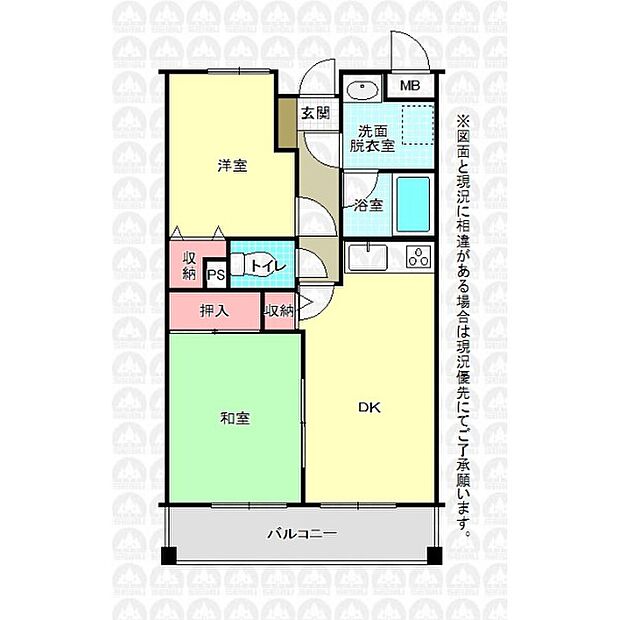 ライオンズマンション東浦和第5(2DK) 4階の間取り図