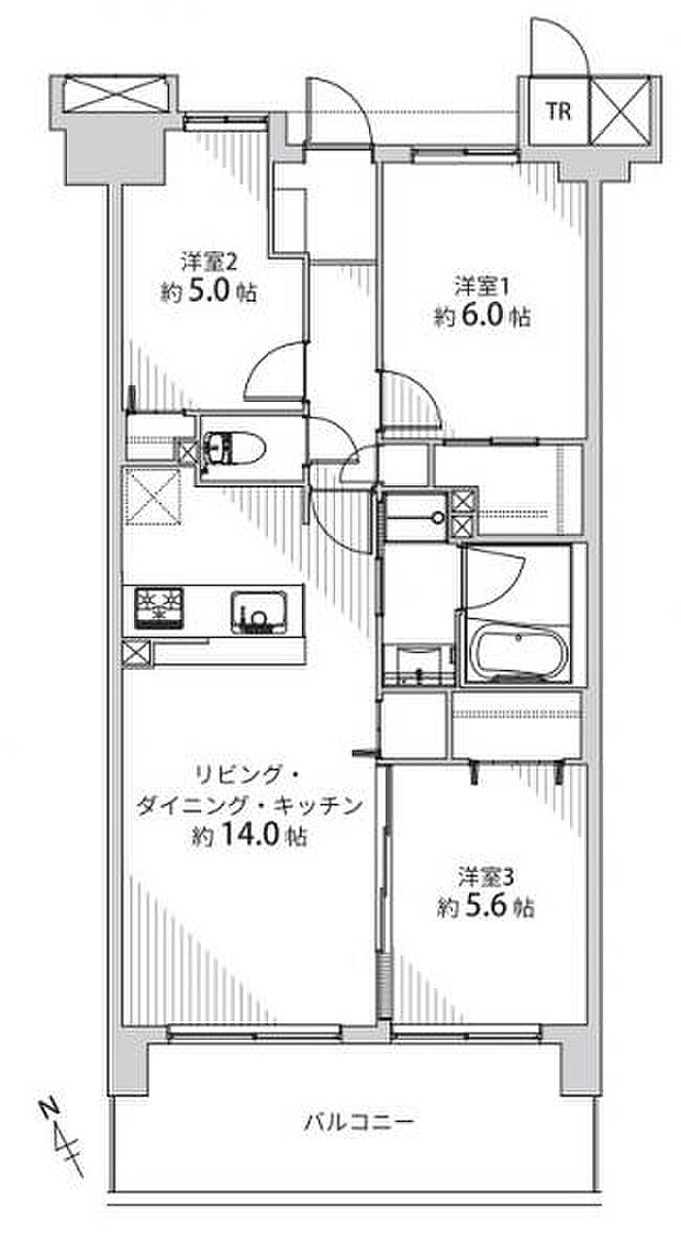サンクレイドル橋本(3LDK) 2階の間取り図