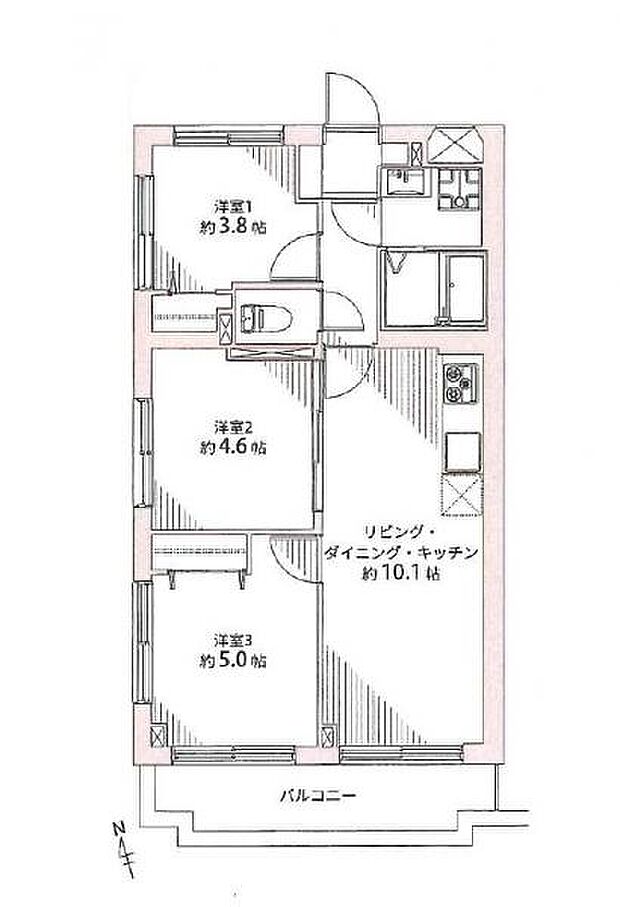 ヴィラ西橋本(3LDK) 2階の間取り図