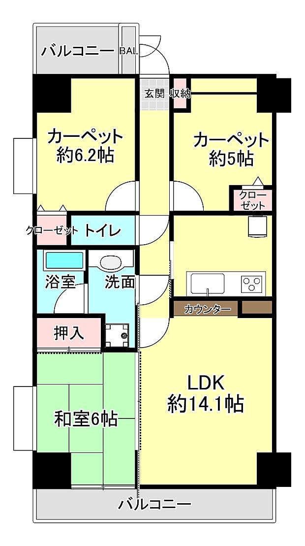 コスモ君津(3LDK) 4階の内観