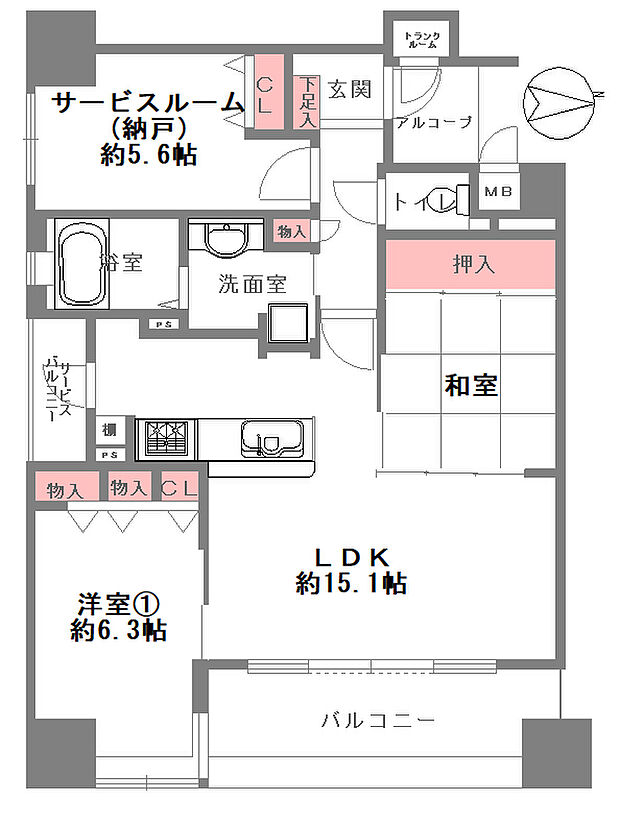 セイワパレス城東関目(3LDK) 3階/３０３号室の間取り図