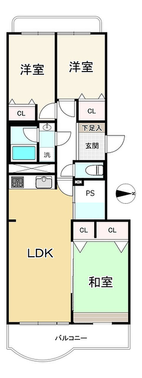 武蔵境ハイム(3LDK) 4階の間取り図