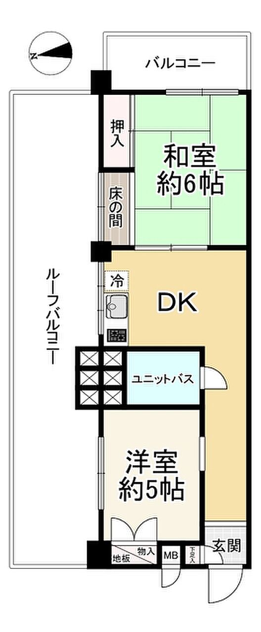 武蔵小金井フラワーホーム(2DK) 5階の内観