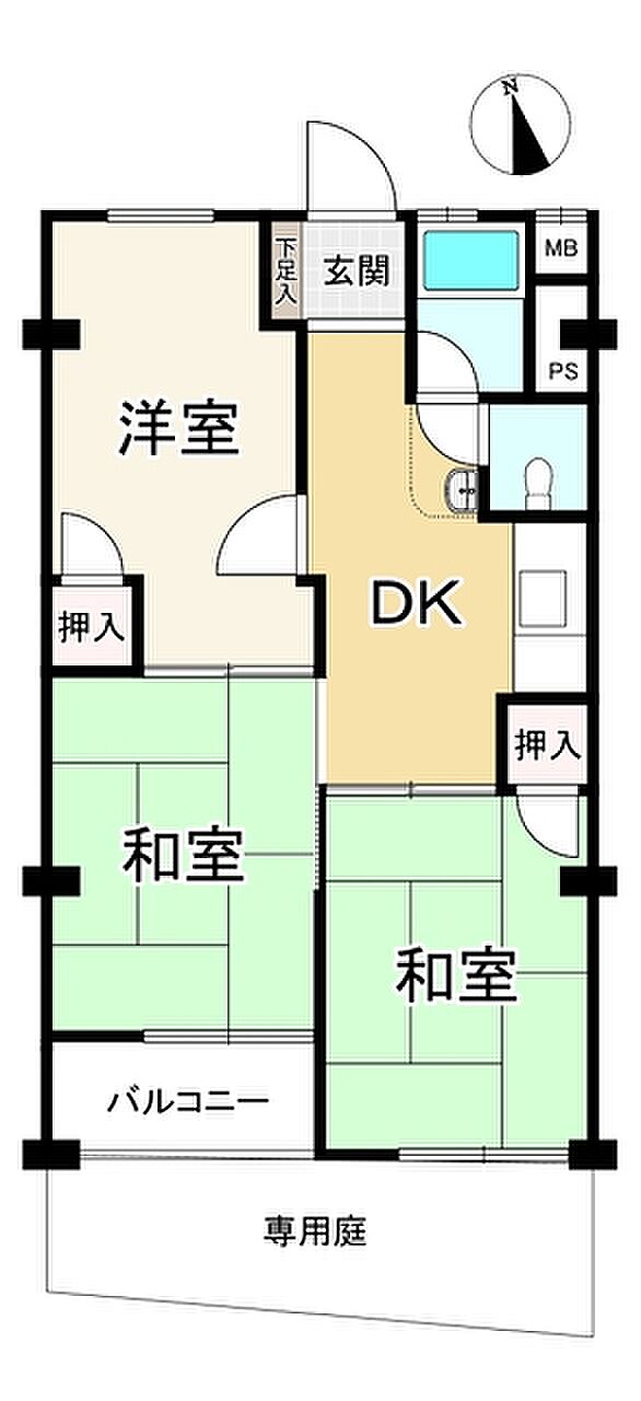 西荻第二コーポラス(3DK) 1階の間取り図