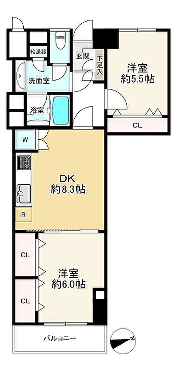 ライオンズマンション方南台(2DK) 5階の間取り図