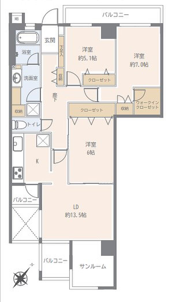 モアステージ東所沢(3LDK) 1階/113の間取り図