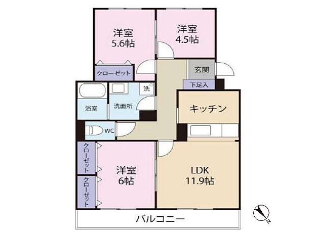 ペルル稲毛(3LDK) 3階の内観