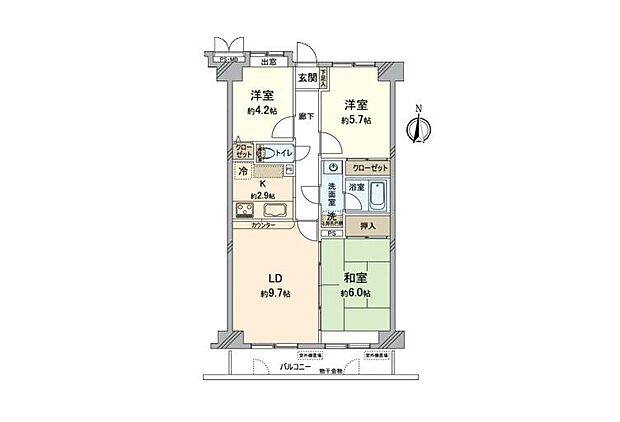 アインズコート稲毛(3LDK) 4階の間取り図