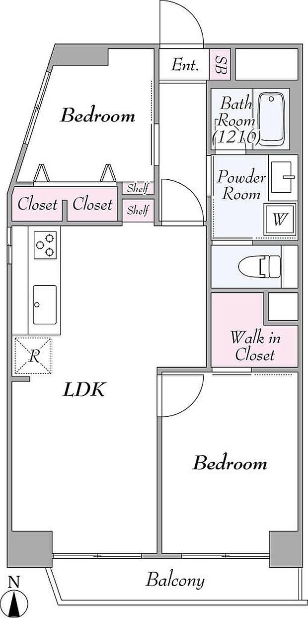 ラブリハイツ亀戸(2LDK) 14階/1401の間取り図