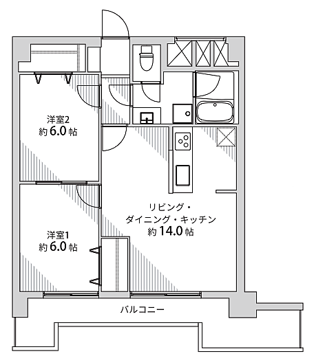 ファミール榴ヶ岡(2LDK) 6階/602の間取り図