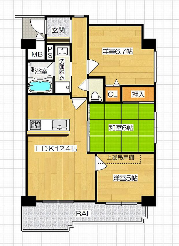 キングマンション福島II(3LDK) 7階の内観