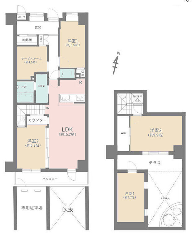 ライオンズステーションプラザめじろ台(4SLDK) 1階の間取り図