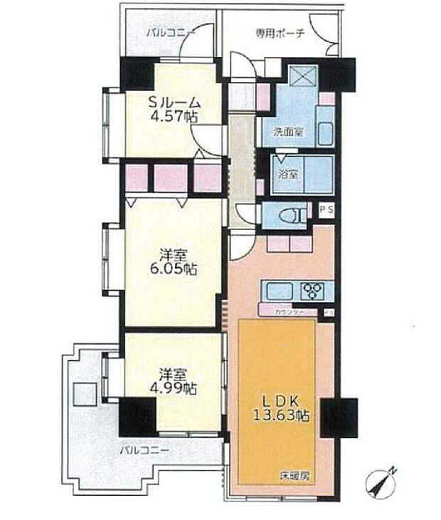 ライオンズステーションプラザ小田急相模原(2SLDK) 5階の間取り図