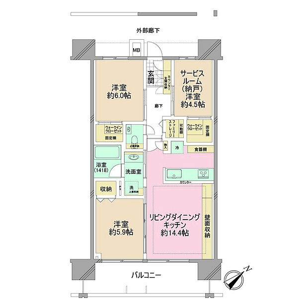 イニシア町田(2SLDK) 3階の間取り図