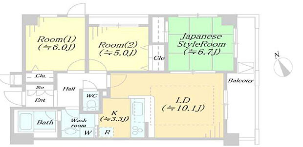 レクシオ相模原(3LDK) 3階の間取り図