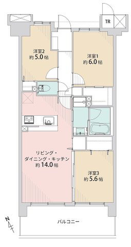 サンクレイドル橋本(3LDK) 2階の間取り図