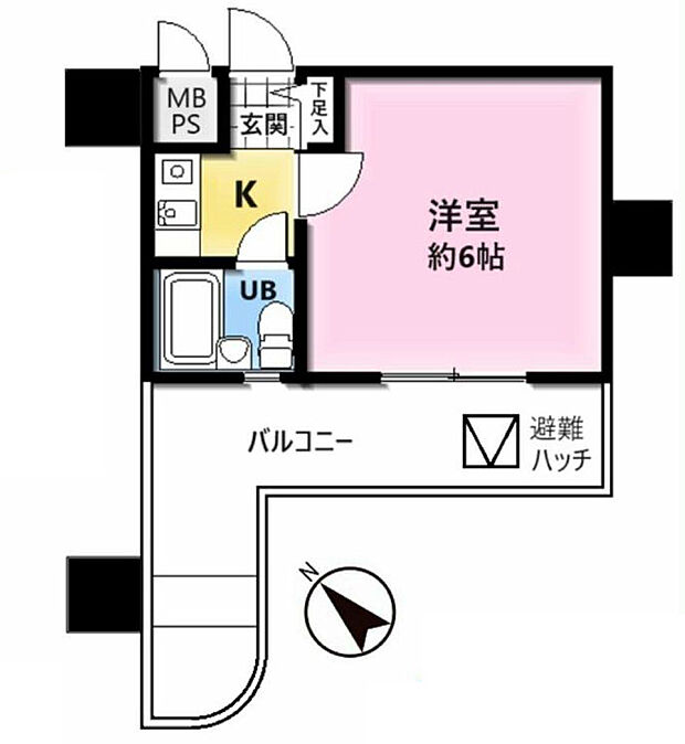 ライオンズマンション相模原第7(1K) 10階の間取り図