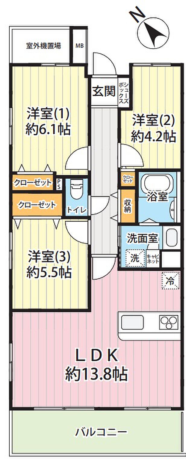 三郷ガーデンハウス(3LDK) 2階/201の間取り図