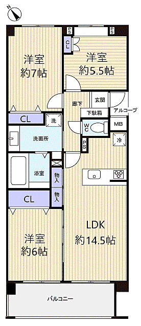 全居室フローリングの快適な3LDKです♪