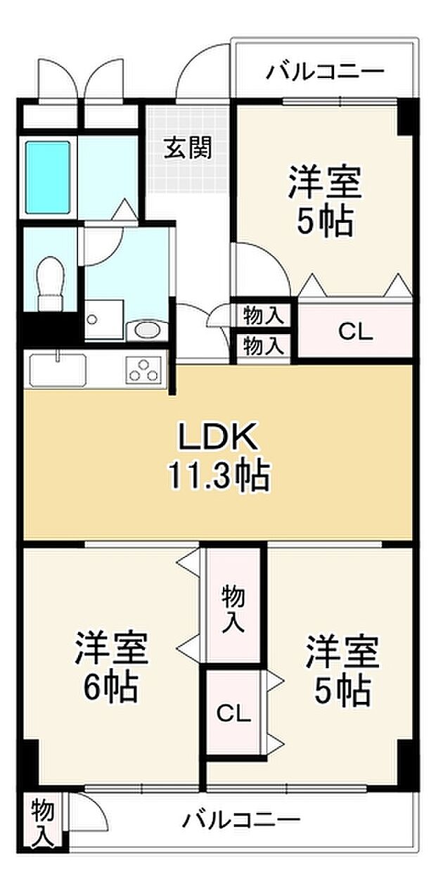 鈴蘭泉台第3ハウス(3LDK) 4階の間取り図