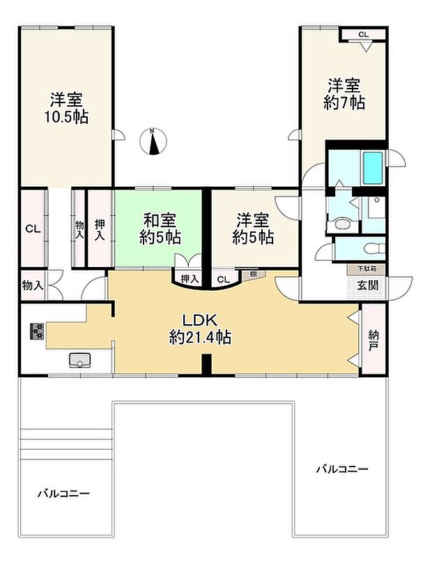 神戸ヒルズIV(4LDK) 8階の間取り図