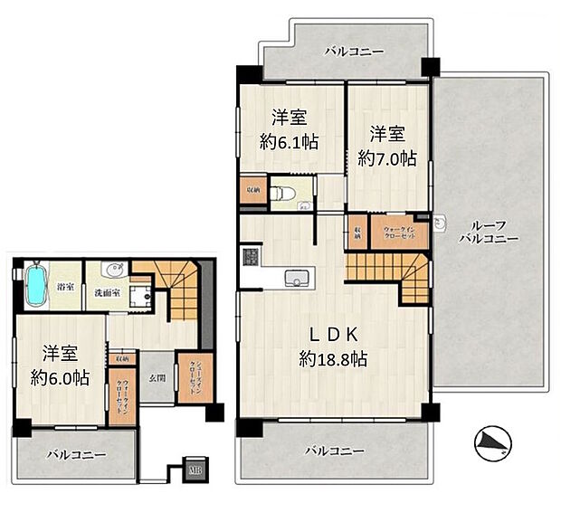 イニシア中野本町(3LDK) 9階の間取り図