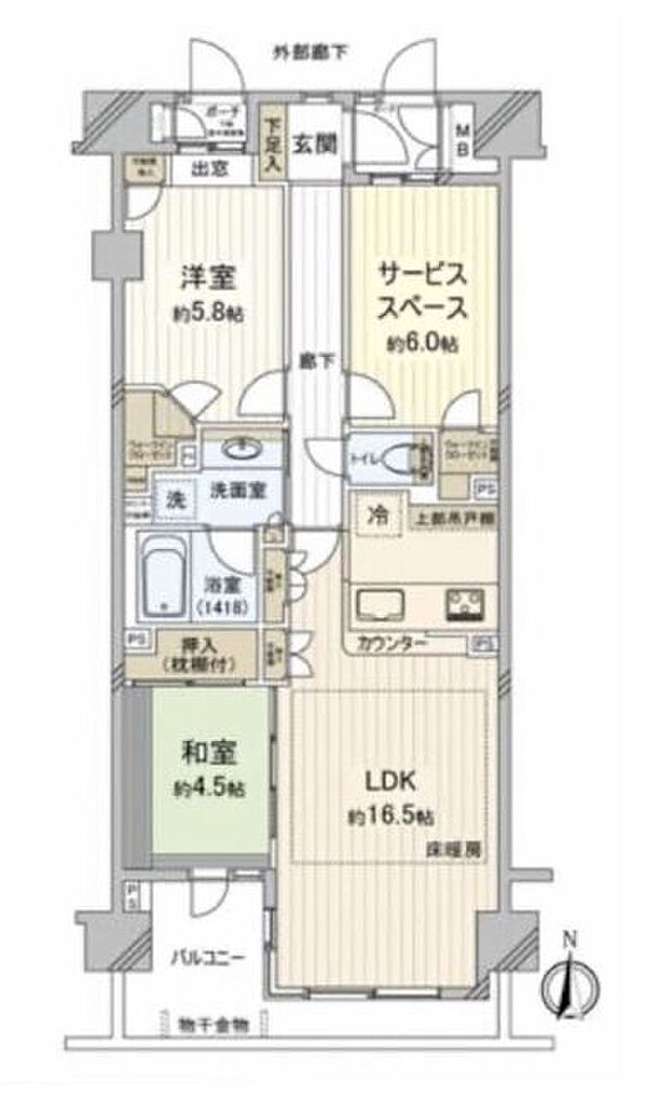 コスモ中野弥生町リベディア(2SLDK) 4階の内観
